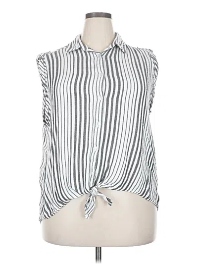 Pre-owned French Laundry Sleeveless Button Down Shirt In Silver