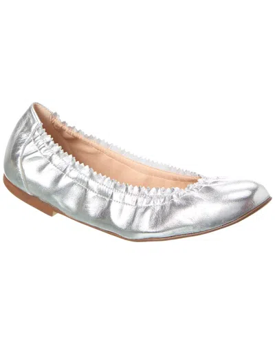 French Sole Cecila Leather Flat In Silver