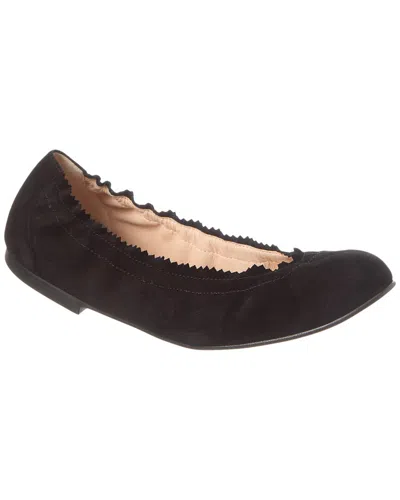 French Sole Cecila Suede Flat In Black