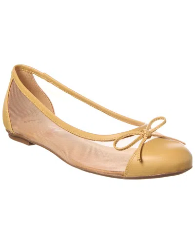 French Sole Cordelia Shimmer Mesh & Leather Flat In Sand