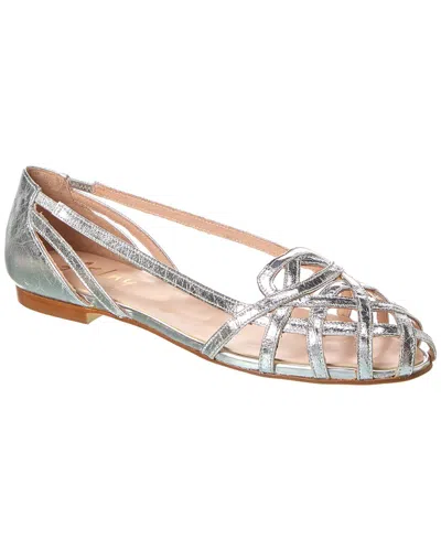 French Sole Deejay Leather Flat In Silver