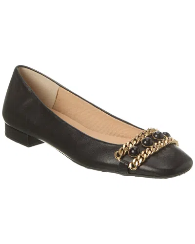 French Sole Drum Leather Flat In Black