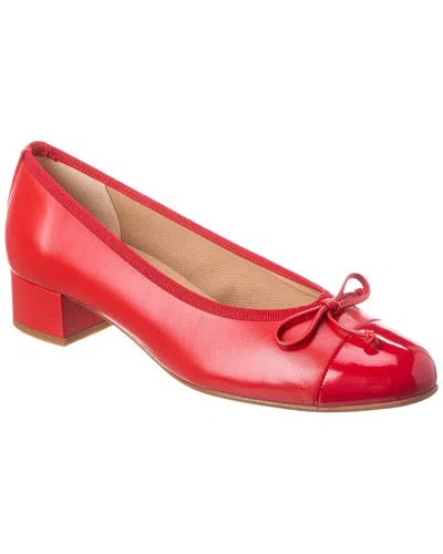 French Sole Elda Cap Toe Leather Pump In Red