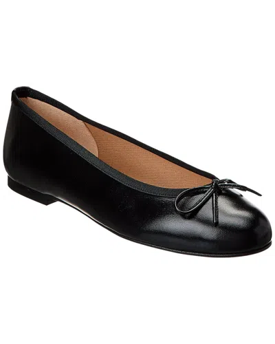 French Sole Emerald Leather Flat In Black