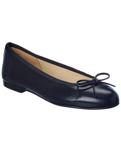 French Sole Emerald Leather Flat In Black