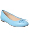 French Sole Emerald Leather Flat In Blue