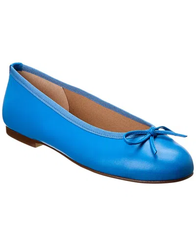 French Sole Emerald Leather Flat In Blue