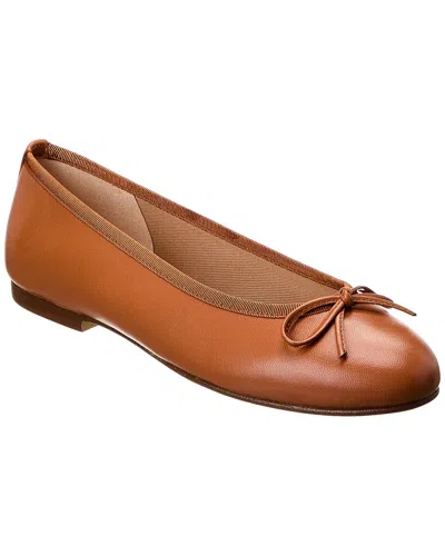 French Sole Emerald Leather Flat In Brown