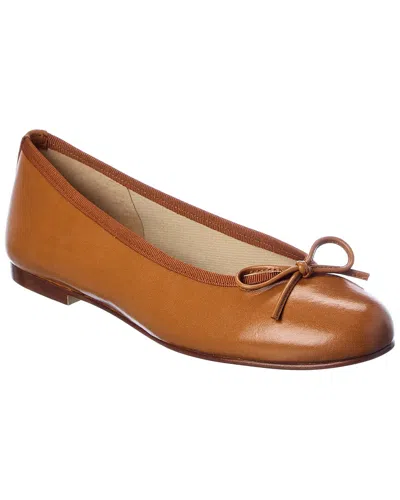 French Sole Woman Ballet Flats Tan Size 10.5 Leather In Brown