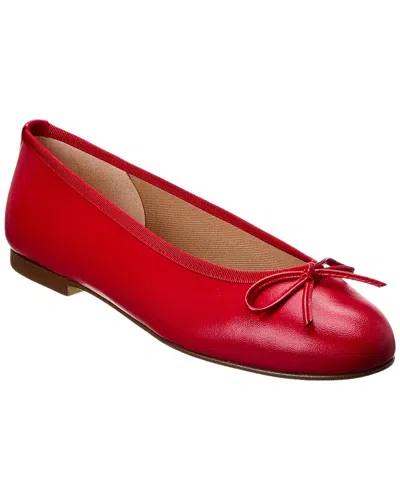 French Sole Emerald Leather Flat In Red