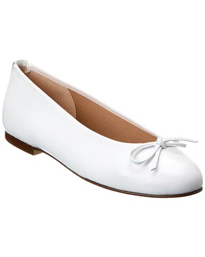 French Sole Emerald Leather Flat In White