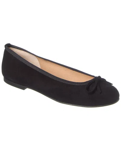 French Sole Emerald Suede Flat In Black