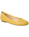 French Sole Leyla Laser Cut Leather Flat In Yellow