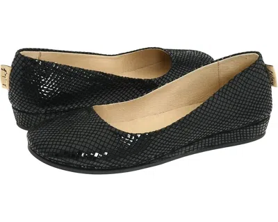 French Sole Women's  Zeppa Flats Black Snake Print Slip-on Shoes Rhs7533