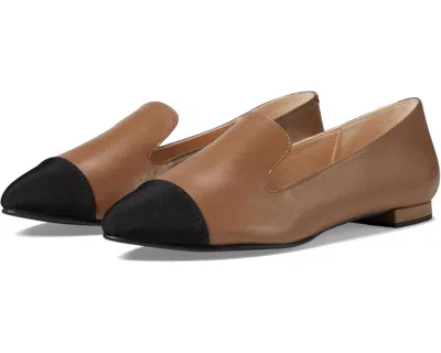 French Sole Women's Indelible Slip On Loafer In Taupe Nappa/black Grosgrain