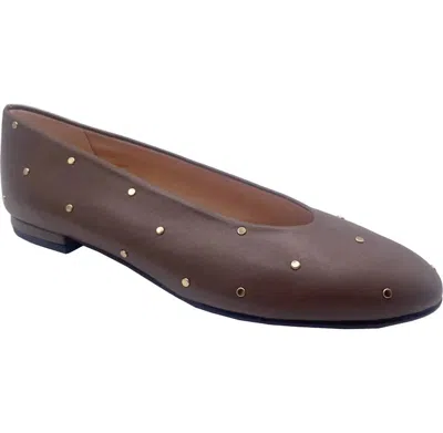 French Sole Women's Kira Studded Leather Shoes In Taupe In Brown
