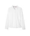 French Toast Big Girls Long Sleeve Stretch Pique Polo Shirt In White