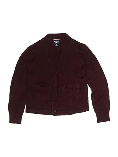 Pre-owned French Toast Kids' Cardigan Sweater In Burgundy
