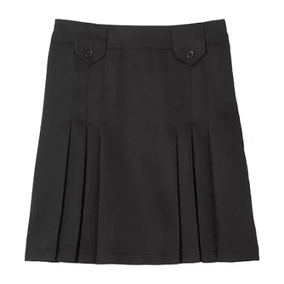 French Toast Front-pleated Tab Skirt Little & Big Kid Girls Pleated Skirt In Black