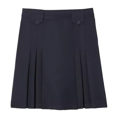 French Toast Front-pleated Tab Skirt Little & Big Kid Girls Pleated Skirt In Black