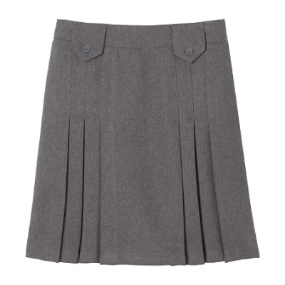 French Toast Front-pleated Tab Skirt Little & Big Kid Girls Pleated Skirt In Gray
