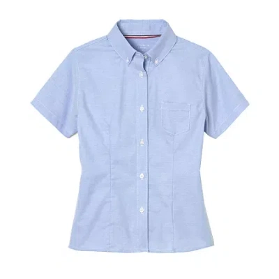 French Toast Kids' Little & Big Girls Short Sleeve Wrinkle Resistant Blouse In Blue