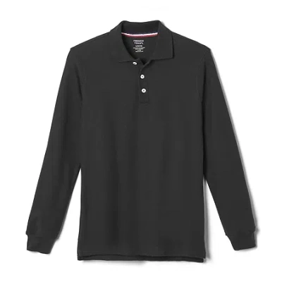 French Toast Little & Big Kid Boys Long Sleeve Boxy Fit Polo Shirt In Black