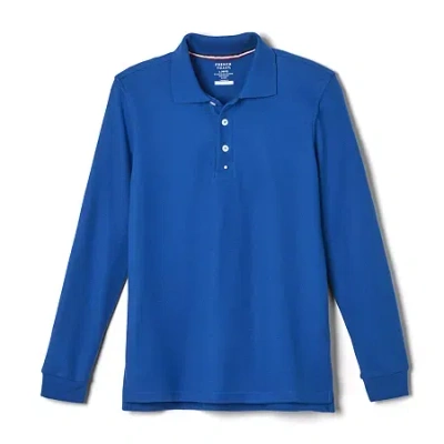 French Toast Little & Big Kid Boys Long Sleeve Boxy Fit Polo Shirt In Blue