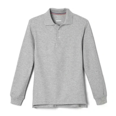French Toast Little & Big Kid Boys Long Sleeve Boxy Fit Polo Shirt In Gray