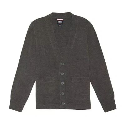 French Toast Little & Big Kid Boys V Neck Long Sleeve Button Cardigan In Gray