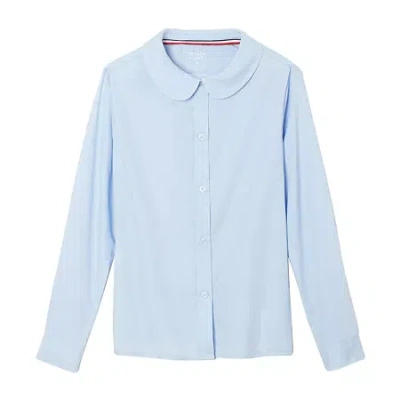 French Toast Little & Big Kid Girls Long Sleeve Fitted Regular Fit Button-down Shirt In Blue
