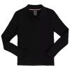 French Toast Little & Big Kid Girls Long Sleeve Regular Fit Polo Shirt In Black
