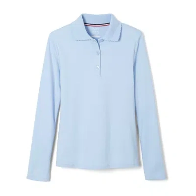 French Toast Little & Big Kid Girls Round Neck Long Sleeve Regular Fit Polo Shirt In Blue