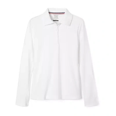 French Toast Little & Big Kid Girls Round Neck Long Sleeve Regular Fit Polo Shirt In White