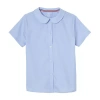 French Toast Little & Big Kid Girls Short Sleeve Fitted Regular Fit Button-down Shirt In Blue