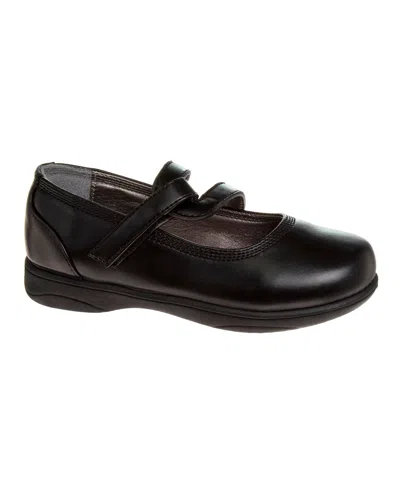 French Toast Kids' Little Girls Artificial Leather Construction School Shoes In Black