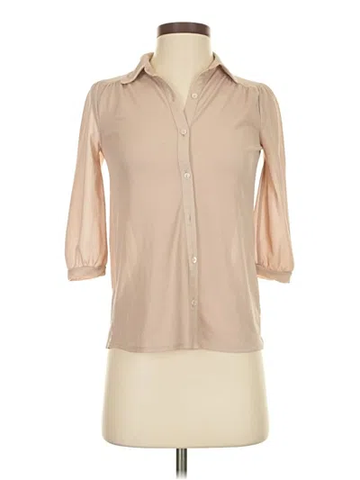 Pre-owned Frenchi 3/4 Sleeve Blouse In Tan