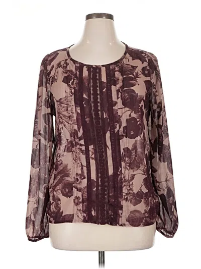 Pre-owned Frenchi Long Sleeve Blouse In Burgundy