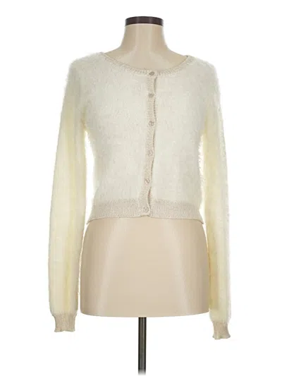 Pre-owned Frenchi Long Sleeve Top Ivory Square Neckline Tops