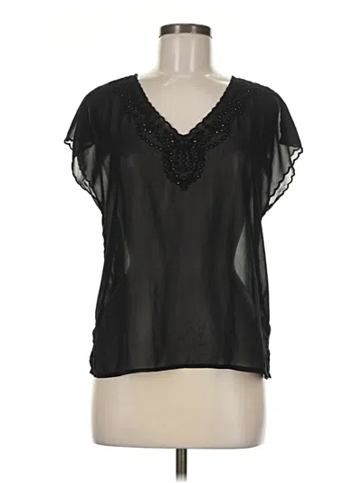 Pre-owned Frenchi Short Sleeve Blouse In Black