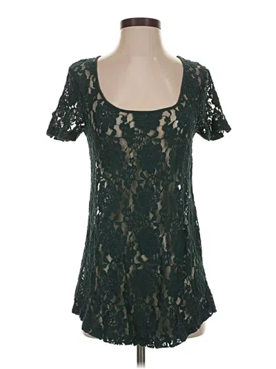 Pre-owned Frenchi Short Sleeve Top Green Sweetheart Neckline Tops
