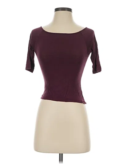 Pre-owned Frenchi Short Sleeve Turtleneck In Burgundy