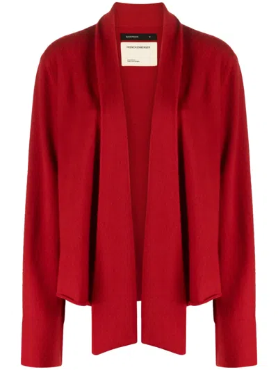 Frenckenberger Womens Red Shawl-collar Relaxed-fit Cashmere Knitted Cardigan