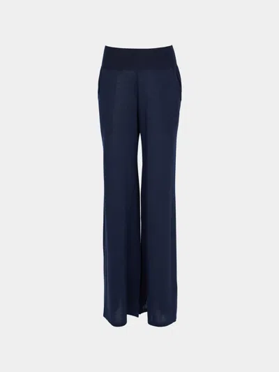 Frenckenberger Cashmere And Silk Wide Trousers Size: Xs  Abask Luxury Gift In Blue