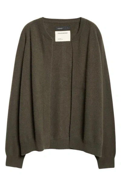 Frenckenberger Cashmere Bomber Cardigan In Black Olive