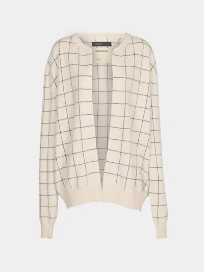 Frenckenberger Cashmere Check Cardigan Size: L  Abask Luxury Gift In Neutral