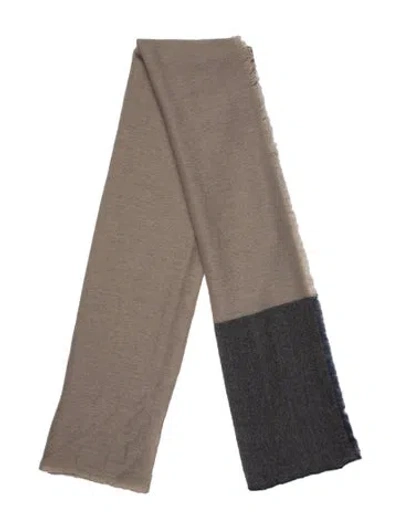 Pre-owned Frenckenberger Cashmere Colorblock Pattern Scarf In Neutrals