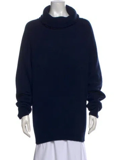 Pre-owned Frenckenberger Cashmere Cowl Neck Sweater In Blue