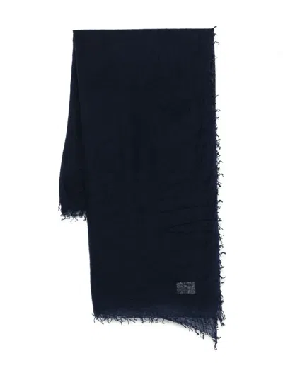 Frenckenberger Cashmere Frayed-edge Scarf In Blue