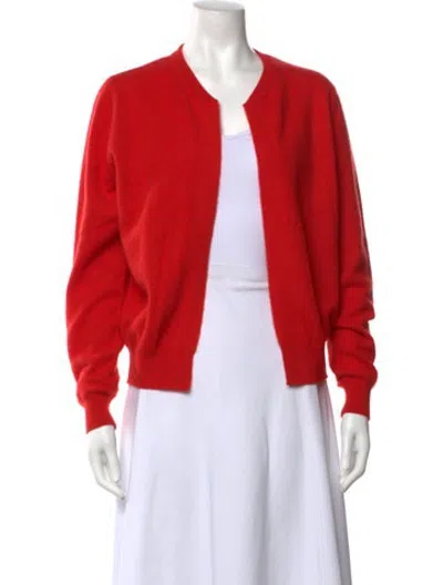 Pre-owned Frenckenberger Cashmere Open Front Sweater In Red